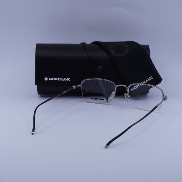 Montblanc MB0131O 001 Rectangle Eyeglasses 52mm – Silver/Black - Picture 4 of 10